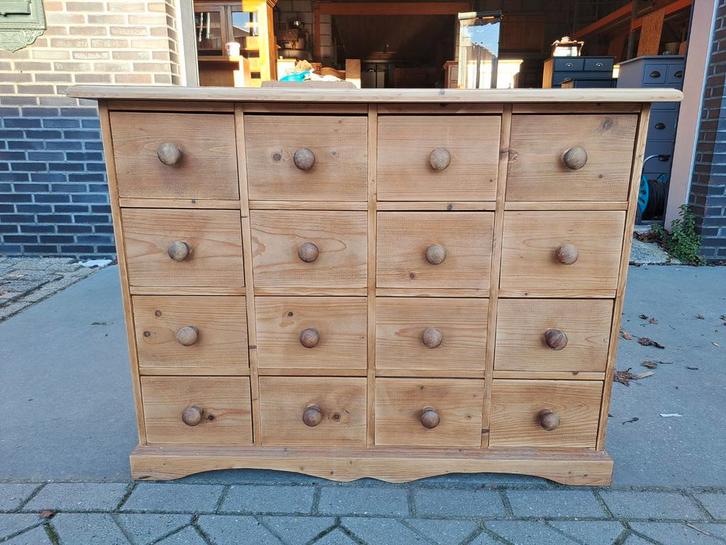 Grenen ladekast 16 lades, Huis en Inrichting, Kasten | Ladekasten, Gebruikt, Minder dan 100 cm, 100 tot 150 cm, 25 tot 50 cm, Grenenhout