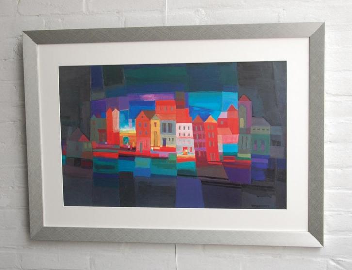 Ton Schulten schilderij stadsgezicht., Huis en Inrichting, Woonaccessoires | Schilderijen, Tekeningen en Foto's, Nieuw, Schilderij