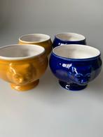 Soepkommen met leeuwenkop. kobaltblauw en geel. Nieuw, Porselein of Keramiek, Schaal, Rond, Nieuw