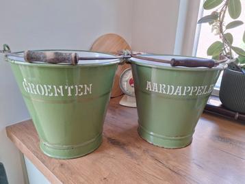 Reseda groen emaille aardappelen + groenten emmer BK beschikbaar voor biedingen