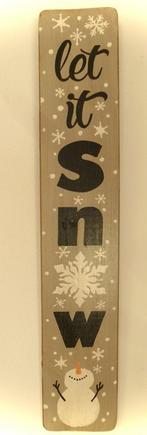 Handgeschilderd Après Ski bord / Let it Snow (grijs) / Kerst, Ophalen of Verzenden, Zo goed als nieuw