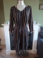 Batida zwart bruin crème gestreepte jurk 4 L 40 gratis verz, Verzenden, Zwart, Maat 42/44 (L), Zo goed als nieuw