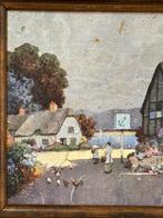 Ernest Uden 1940 ingelijst schilderij Engeland Cottage dorp, Antiek en Kunst, Kunst | Schilderijen | Klassiek, Ophalen of Verzenden