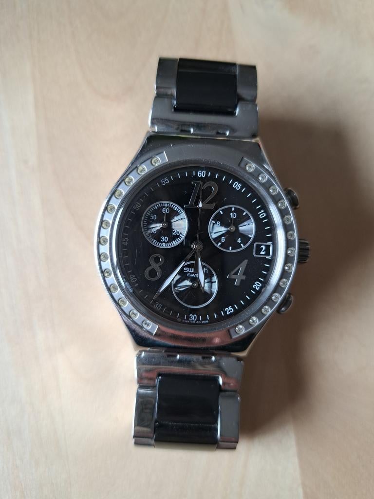 Swatch horloge zwart/antraciet/zilver, Staal, Staal, Polshorloge, Swatch