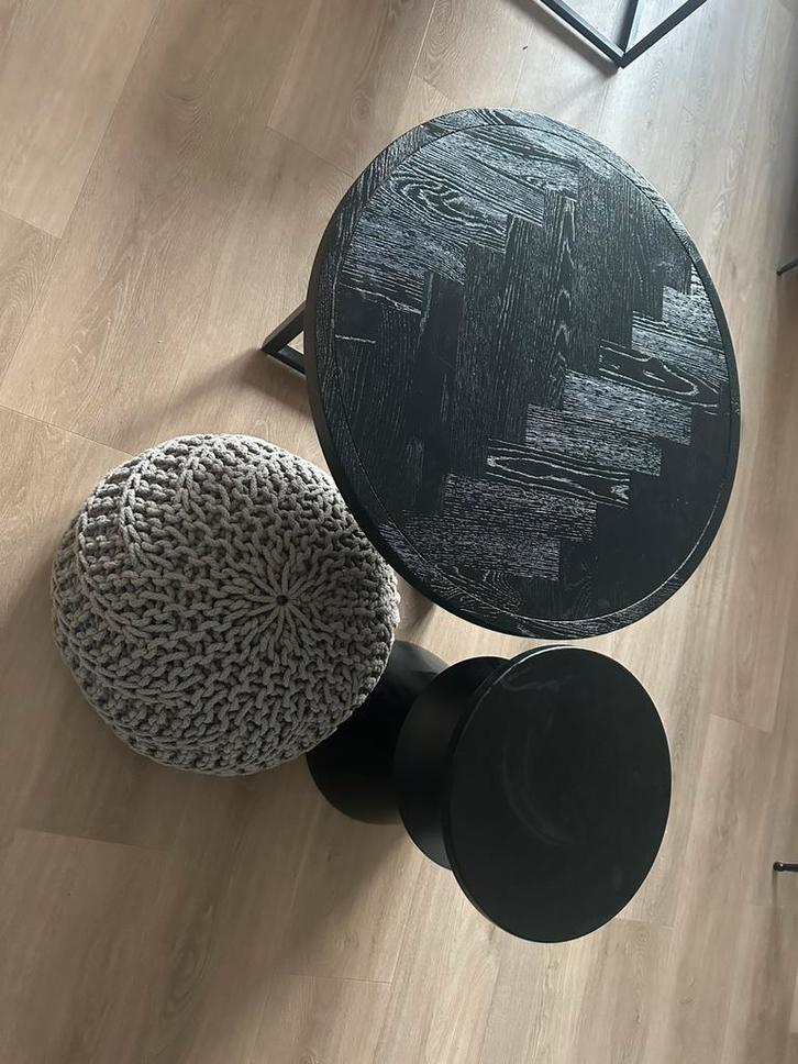 Salontafelcombinatie, Huis en Inrichting, Tafels | Salontafels, Gebruikt, Minder dan 50 cm, 50 tot 100 cm, Rond, Metaal, Ophalen