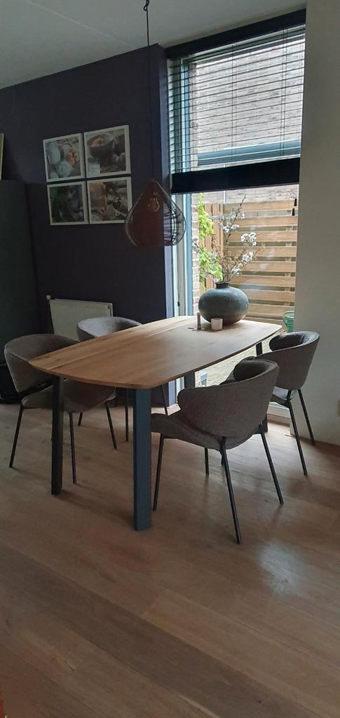 4 eetkamerstoelen Eleanora Tess Taupe kleur, Huis en Inrichting, Tafels | Eettafels, Zo goed als nieuw, 50 tot 100 cm, Rechthoekig