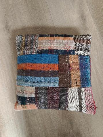 Handgemaakte Kelim kussen - Blauw, Bruin, Oranje beschikbaar voor biedingen