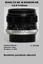 MINOLTA MC W.ROKKOR-HG 1:2.8 f=35mm groothoek lens, Groothoeklens, Gebruikt, Ophalen of Verzenden