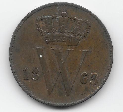 Nederland 1 cent 1863 KM# 100, Postzegels en Munten, Munten | Nederland, Losse munt, 1 cent, Koning Willem III, Verzenden