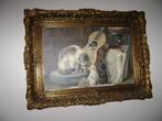 Antieke lijst met linnen doek,werk van Henriette Ronner Knip, Ophalen of Verzenden