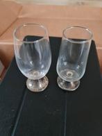 Wijnglaasje op zilvervoetje  2 stuks, Verzamelen, Glas en Borrelglaasjes, Ophalen of Verzenden, Gebruikt, Overige typen