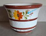 Vintage Italiaanse bloempot met bloemmotief, Rond, Ophalen of Verzenden, Zo goed als nieuw, Balkon