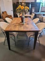 Eetkamertafel Basto 180cm industrieel mango/staal, Ophalen, Nieuw, 50 tot 100 cm, Vijf personen of meer