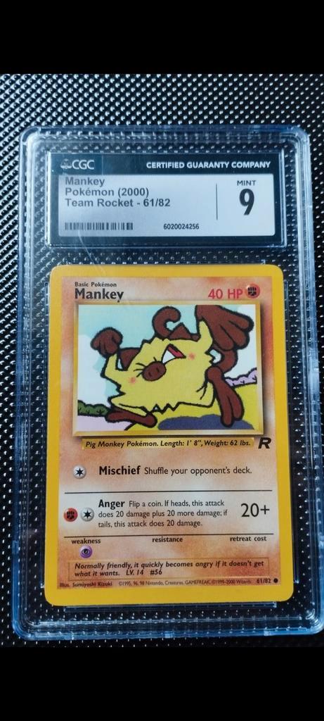 Mankey Pokemon kaart team Rocket CGC9 NM WOTC, Hobby en Vrije tijd, Verzamelkaartspellen | Pokémon, Zo goed als nieuw, Ophalen of Verzenden