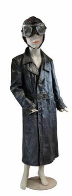 Authentieke leren pilotenmuts WOII met bril en handschoenen, Antiek en Kunst, Ophalen of Verzenden