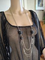 nieuw net blousje met bijhorende ketting, Verzenden, Nieuw, Maat 46/48 (XL) of groter, Zwart