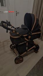 Kinderwagen zwart en rosé goud. Met maxicozi die erop past., Ophalen, Gebruikt, Overige merken
