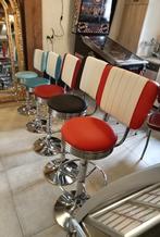 Degelijke nieuwe Chrome Amerikaanse barkrukken in 5 kleuren., Ophalen of Verzenden, Nieuw, In hoogte verstelbaar, 60 tot 90 cm