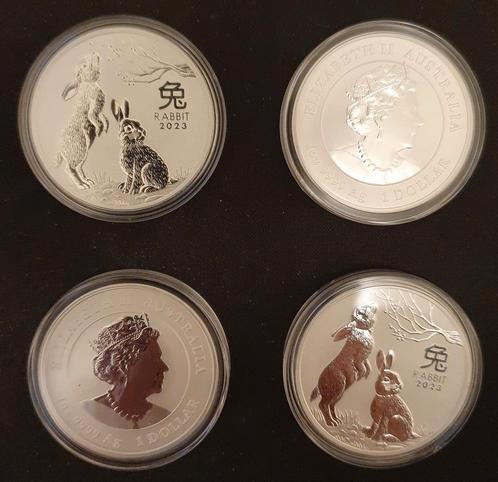 4x 1 oz Lunar III Year of The Rabbit Zilver Munten 2023, Postzegels en Munten, Edelmetalen en Baren, Zilver, Ophalen of Verzenden