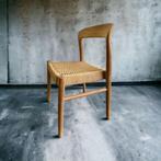 Massief houten stoel met gewoven zitting & armleuning, Ophalen