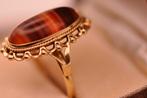 Vintage 14 karaat Agaat, Sieraden, Tassen en Uiterlijk, Ringen, Vintage, 19 tot 20, Vintage, Vintage