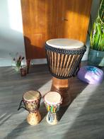 Djembé set: 1 grote en 2 kleine trommels, Ophalen, Zo goed als nieuw, Trommel