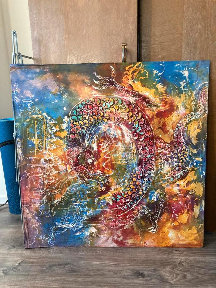 Doek met draken afbeelding, Antiek en Kunst, Kunst | Niet-Westerse kunst, Ophalen of Verzenden