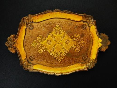 Italiaans dienblad serveerblad florentijns geel met goud, Antiek en Kunst, Curiosa en Brocante, Ophalen of Verzenden