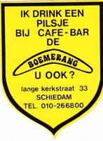 Sticker horeca café Boemerang Schiedam Lange Kerkstraat, Verzenden, Zo goed als nieuw, Overige typen