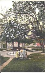 K7948 oude gelopen ansichtkaart kinderen in het park in 1909, Ophalen of Verzenden, Voor 1920, Gelopen, Kinderen