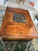 Houten salontafel met marmer middenstuk, Huis en Inrichting, Ophalen, 100 tot 150 cm, Klassiek, 150 tot 200 cm