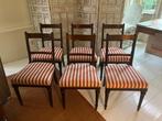 6 x Mahoniehouten stoelen, bekleed, Hout, Gebruikt, Overige kleuren, Vijf, Zes of meer stoelen