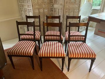 6 x Mahoniehouten stoelen, bekleed beschikbaar voor biedingen