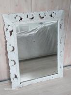Grote vintage barok spiegel wit gesneden hout hotelstijl, Antiek en Kunst, Antiek | Spiegels, Ophalen, Rechthoekig, 50 tot 100 cm