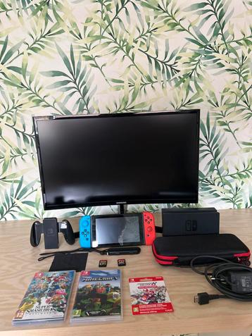 Nintendo switch + monitor + 6 spellen + accessoires beschikbaar voor biedingen