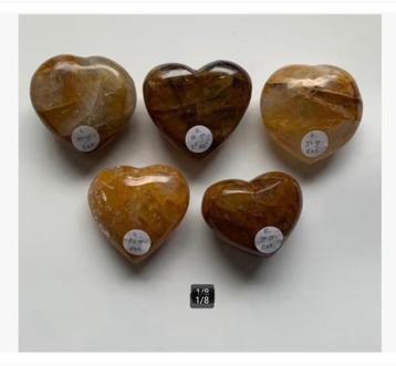 Korting 5 x Gele Golden Healer Kwarts Harten, zie beschr. beschikbaar voor biedingen