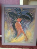 Schilderij Dame met Hoed, Alie van der Hoff, Antiek en Kunst, Ophalen of Verzenden