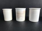 Set van 3 antieke, beige zalfpotten van Société Céramique, Antiek en Kunst, Ophalen of Verzenden