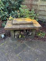 Stenen Tuinbank met Houtopslag, Ophalen of Verzenden, Gebruikt, Vierkant, Metaal