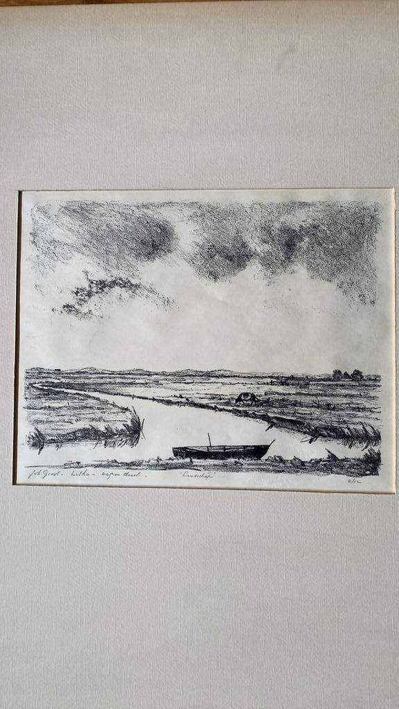 Litho Johan Groot Landschap, Antiek en Kunst, Kunst | Litho's en Zeefdrukken, Ophalen