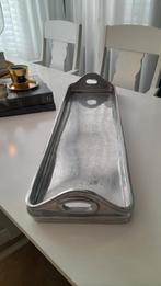 groot zilverkleurig metalen dienblad xxl, Ophalen of Verzenden, Gebruikt, Rond, Metaal