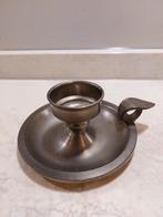 Tinnen Kandelaar met Handvat, Antiek en Kunst, Antiek | Kandelaars, Ophalen of Verzenden, Overige materialen