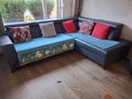 Mooie grijze leren hoekbank te koop, Huis en Inrichting, Banken | Complete zithoeken, Ophalen, Gebruikt, Leer, Modern