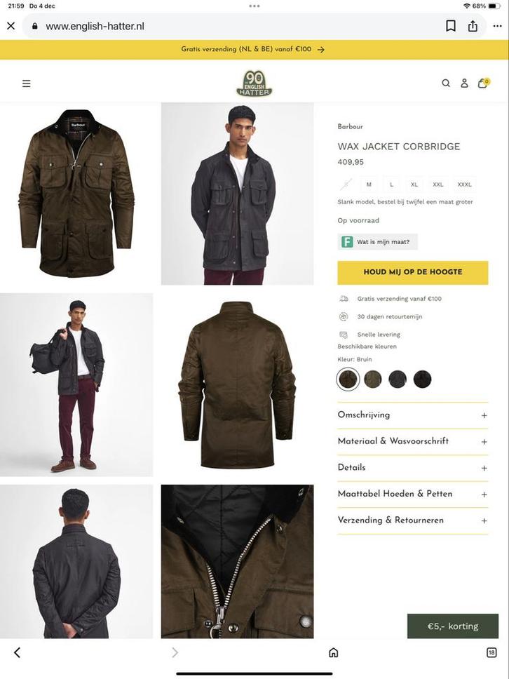 Stoere Wax Jas van topmerk Barbour, Kleding | Heren, Jassen | Zomer, Nieuw, Maat 52/54 (L), Bruin, Ophalen of Verzenden