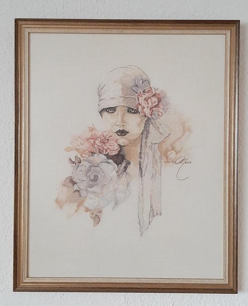 Borduurwerk, met lijst van Lanarte Sara Moon 51x42 cm, Hobby en Vrije tijd, Borduren en Borduurmachines, Zo goed als nieuw, Overige typen