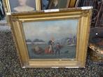 bijzonder Frans schilderij ijspret, Antiek en Kunst, Ophalen
