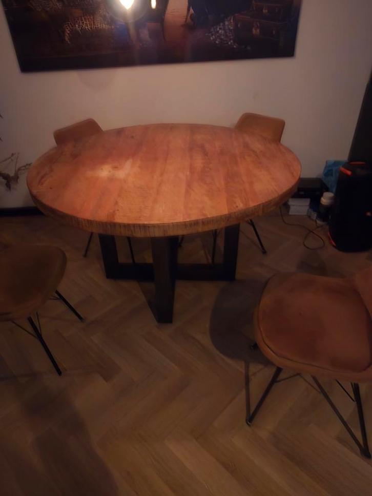 Mango houten eettafel met 4 stoelen, Huis en Inrichting, Tafels | Eettafels, Gebruikt, 100 tot 150 cm, 100 tot 150 cm, Vier personen
