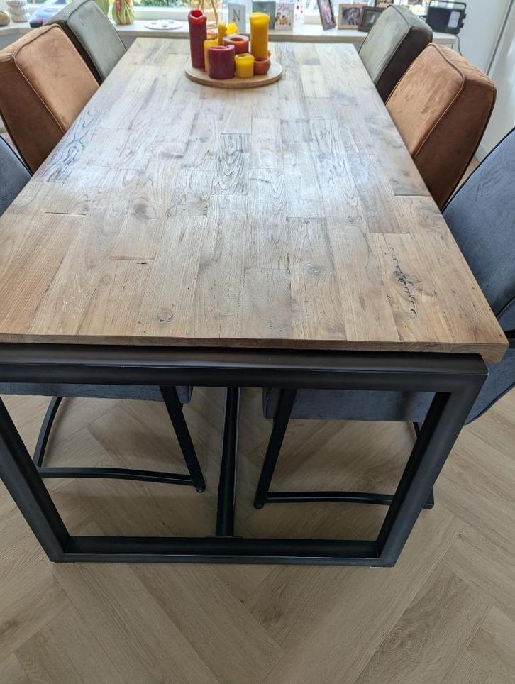 Industriële teak eettafel Potenza 210 cm Teakea Dutch Design, Huis en Inrichting, Tafels | Eettafels, Gebruikt, 50 tot 100 cm
