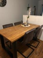 Tafel (160x90) met 4 stoelen, Huis en Inrichting, Stoelen, Ophalen, Gebruikt, Bruin, Vier