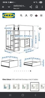 Smastad hoogslaper incl bureau (wit + roze), Huis en Inrichting, Slaapkamer | Stapelbedden en Hoogslapers, Ophalen, Eenpersoons
